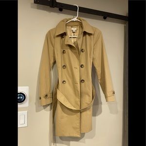 J Crew factory khaki trench coat, petite size 2!